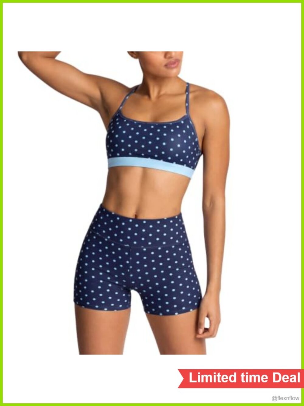 Polka Dot 2 Piece Workout Set Padded Sports Bra & Biker Shorts